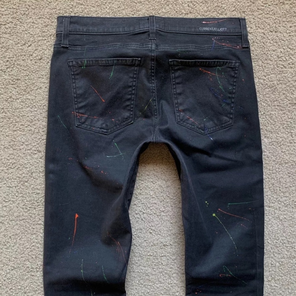 Current Elliott The Stiletto Neon Paint Splatter Skinny Coated Jeans - Picture 6 of 6